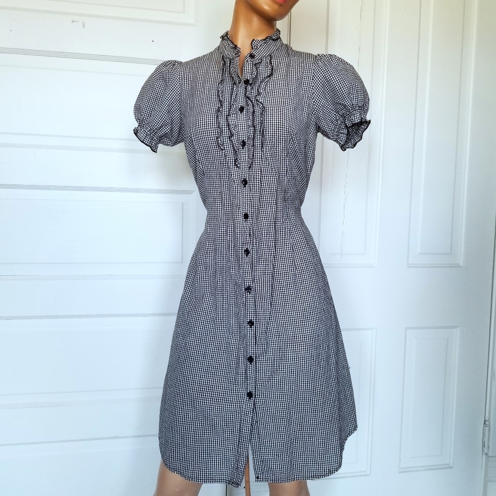 Cute Lux ruffle-detail gingham shirt dress from UO